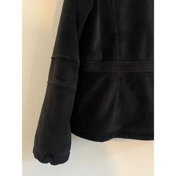 Kristen Blake Plush Fleece Zip Up Jacket Womens Medium Black Velour Cinch Waist - Picture 13 of 16